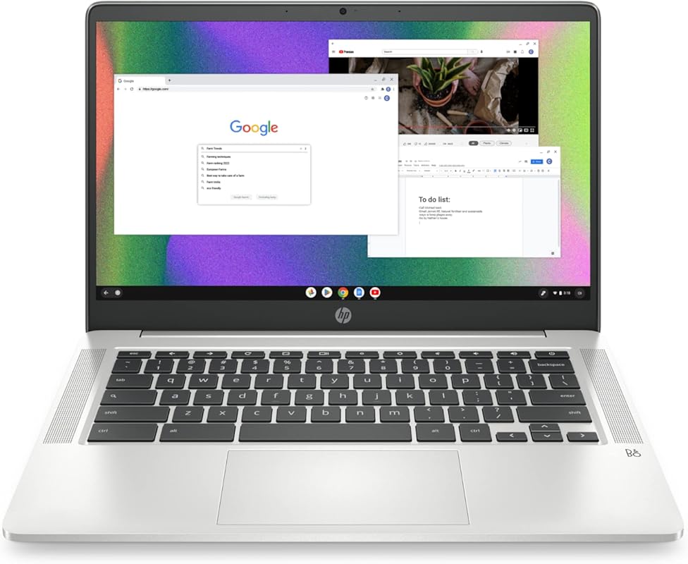 HP Chromebook 14, Intel Celeron N4120, 4GB RAM, 64GB eMMC, 14-inch HD