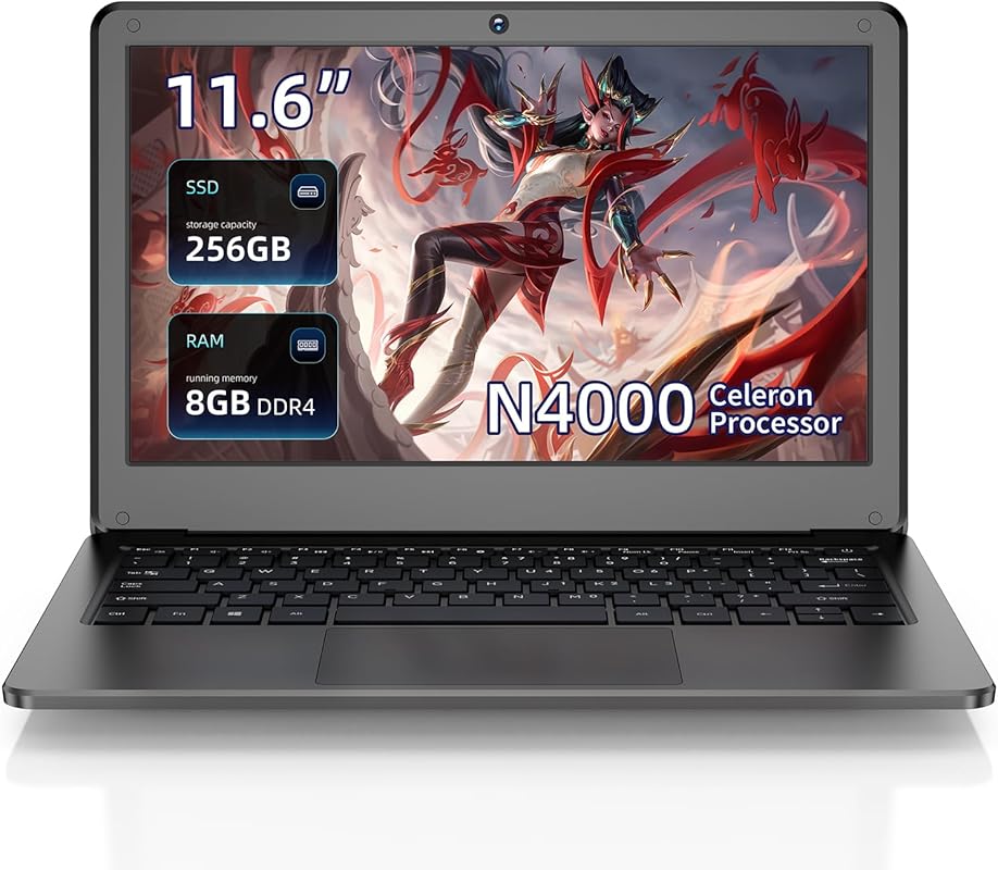 11.6-inch Windows Laptop: Celeron N4000, 8GB RAM, 256GB SSD, HD Displa
