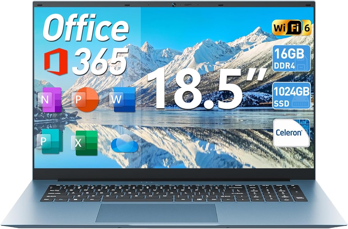 SGIN 18.5-inch Windows 11 Laptop: 16GB RAM, 1TB SSD, Celeron N5095, Of