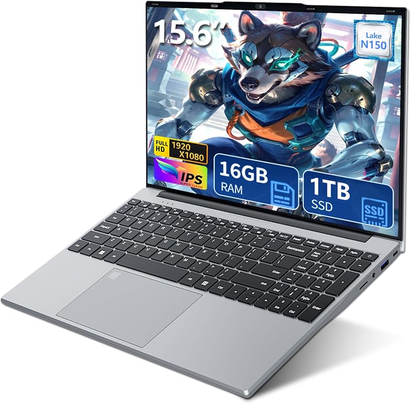 15.6 inch Laptop for Blender: N150 Quad-Core Processor, 16GB RAM, 1TB