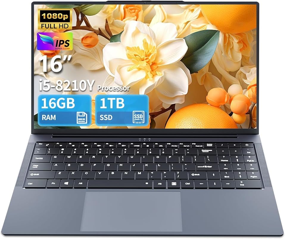 Powerful 16-inch Laptop for Presentations: i5 Processor, 16GB RAM, 1TB