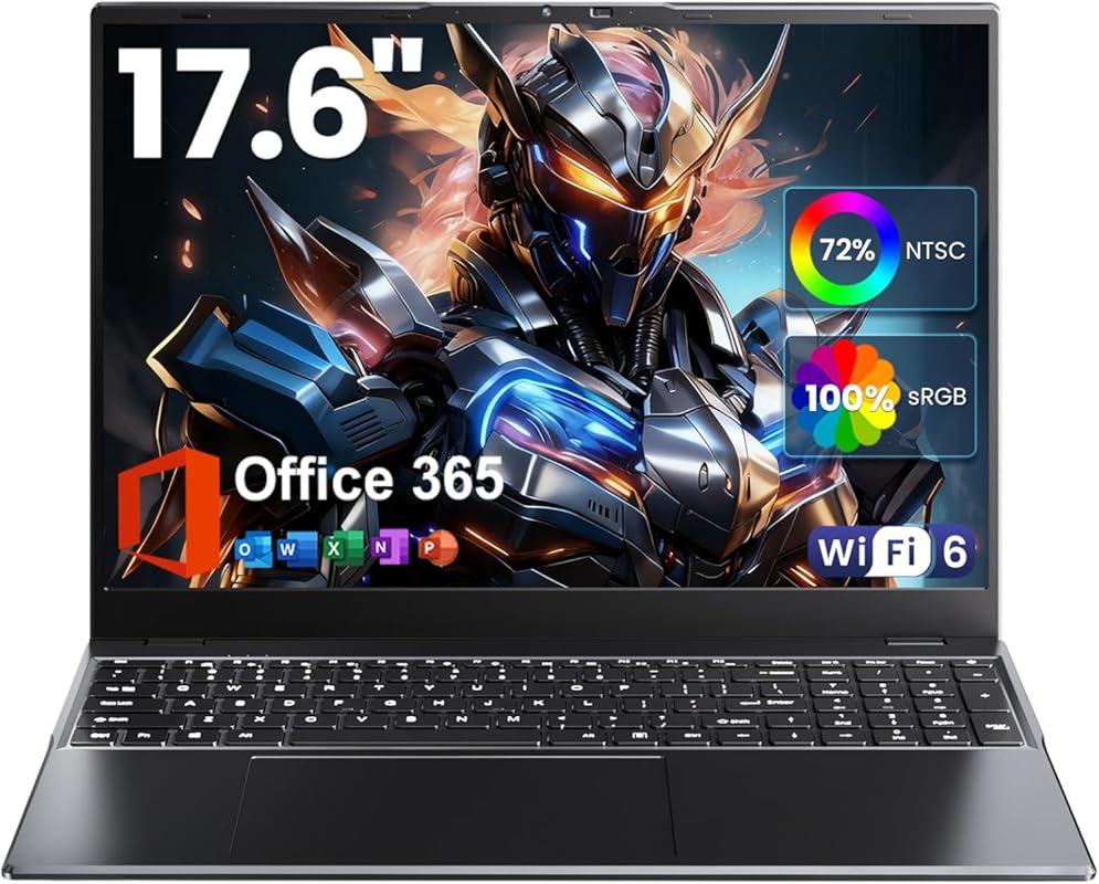 17.6-inch Laptop: 16GB DDR5 RAM, 640GB SSD, N95 CPU, Office 365. Perfe