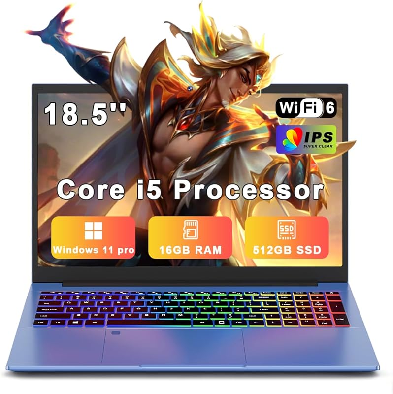 XNQ Laptop: 18-inch FHD IPS Display, Core i5, 16GB RAM, 512GB SSD.