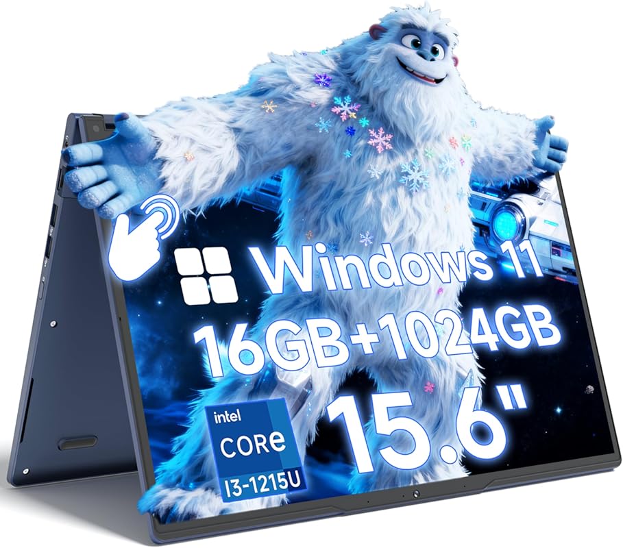 15.6-inch FHD Touchscreen Convertible Laptop with Intel Core i3, 16GB