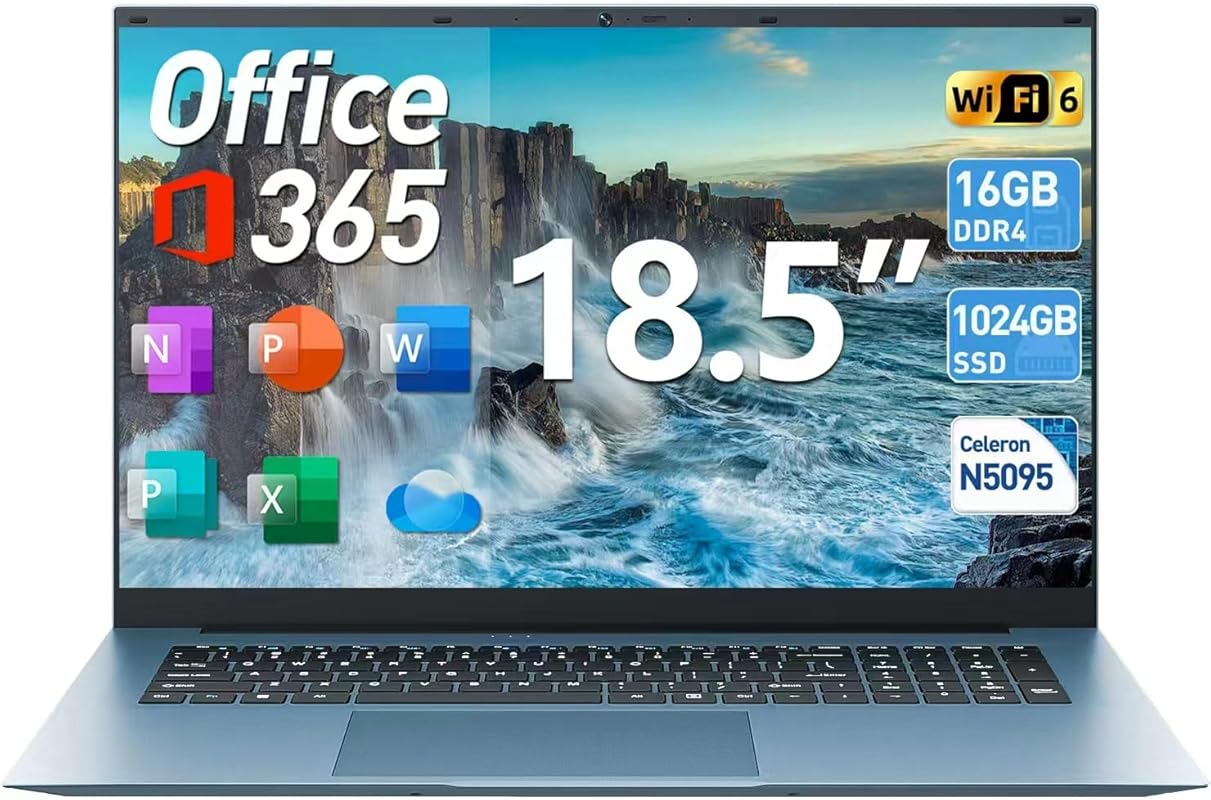 SGIN 18.5-inch Windows 11 Laptop: 16GB RAM, 1TB SSD, Celeron N5095, Of